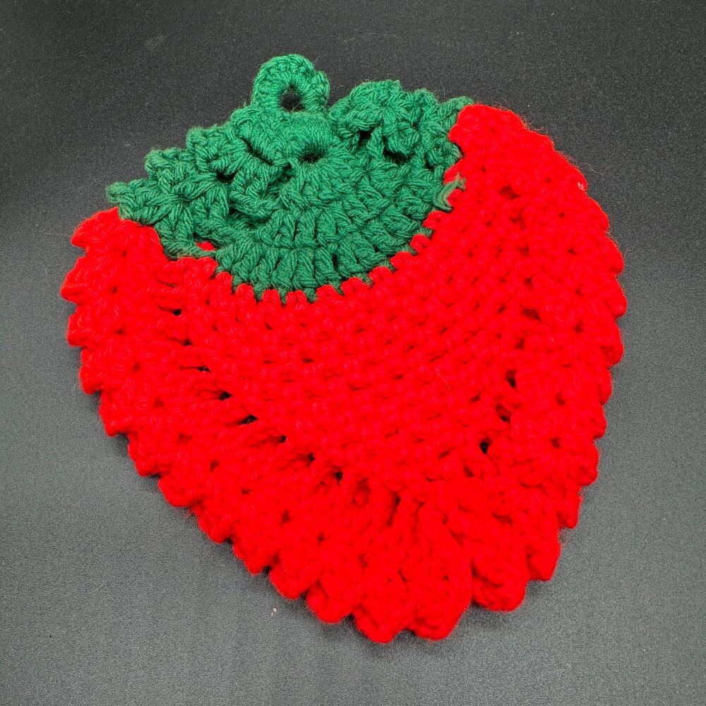 Handmade Crochet Strawberry Pot Holder Spring Summer Kitchen Decor